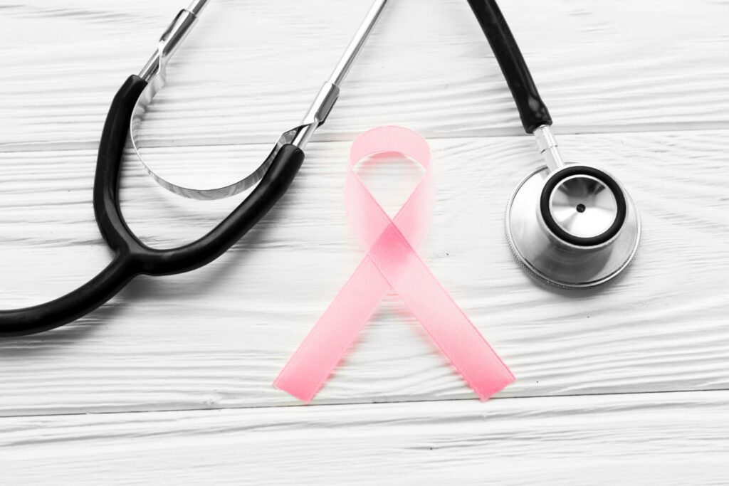 stethoscope and pink ribbon